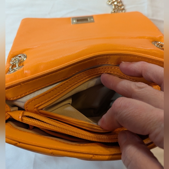INC International Concepts Orange Quilted Shoulder Bag BNWT - Picture 8 of 13